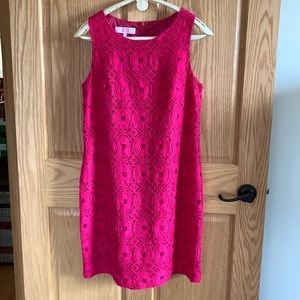 Gorgeous hot pink lace sheath dress
